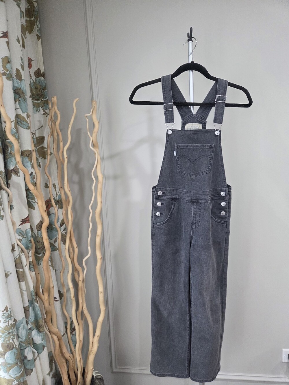 Levi's Silver Tab Charcoal Gray Denim Overalls Jumpsuit Girls Sz.10